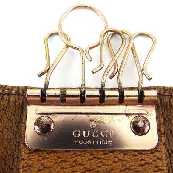 Authentic Used  GUCCI Key Case GG Canvas Beige Canvas ~ Leather - Picture 6 of 8